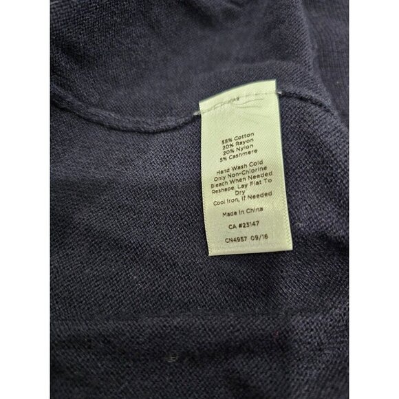 Women's Talbots Open Cardigan Sweater Blue Nautical Anchor Pockets Size Small - Picture 4 of 5